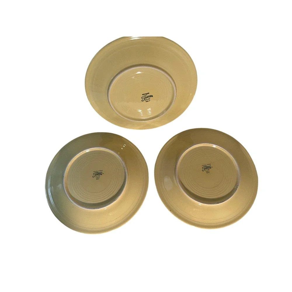 Vintage Fiesta Yellow Dinner Plates Set of 3 HLC Lead Free‎ USA Collectible